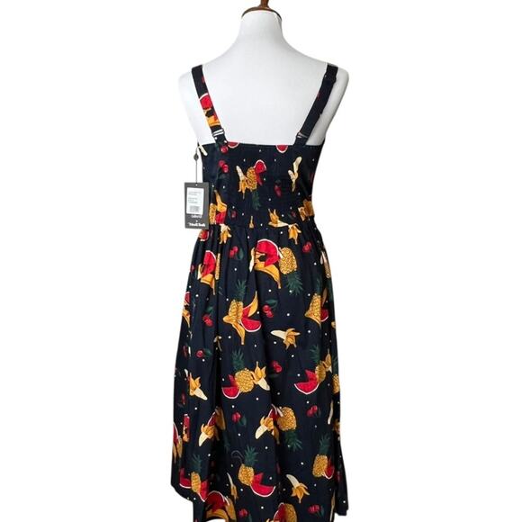 MODCLOTH Dress Medium Midi Retro x COLLECTIF Lauren Polka Fruit Tropical RARE - Picture 13 of 14